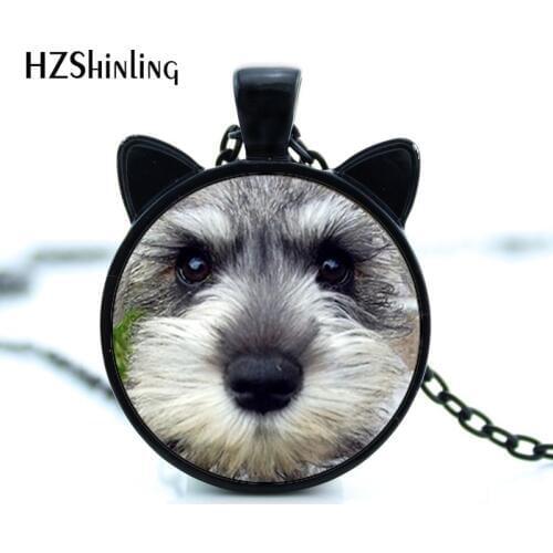 CN-00756 2017 New Miniature Schnauzer Necklace Little Dog Pendant Glass Jewelry Round Picture Necklace HZ2