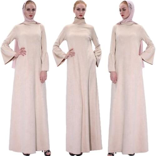 Women Dress Ao Dai Style Maxi Turtle Neck 3/4 Sleeve Loose Elegant Slit Casual Fashion Tunic