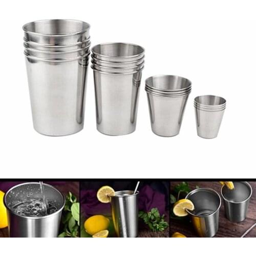1 Pcs Portable New Stainless Steel Metal Beer Cup Wine Cups Coffee Tumbler Tea Milk Mugs Home 30ml/70ml/180ml/320ml For Camping
