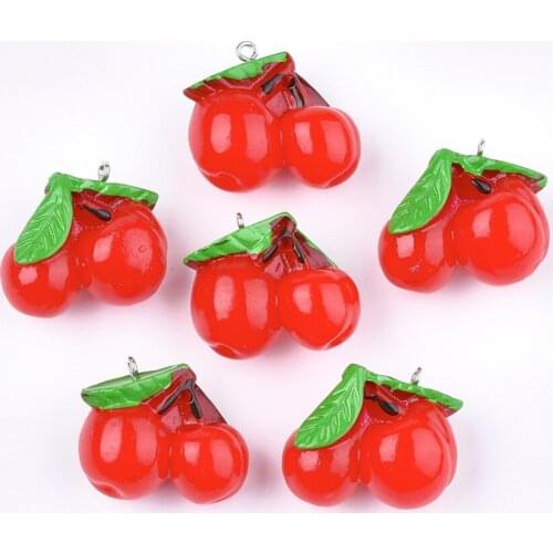 10pcs Fruit Theme Resin Charms Pendants For necklace jewelry DIY making Decor Crafts Accessories Imitation Fruit Style 24 choose
