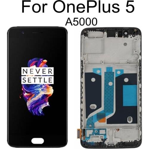 100% Tested A5000 TFT LCD For Oneplus 5 lcd Display Touch Screen Digitizer Assembly Replacement with frame for Oneplus 5 display