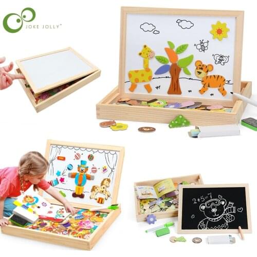 100+PCS Figure/Animals/ Vehicle /Circus Drawing Board 5 styles Box Educational Toy Gift Wooden Magnetic Puzzle WYW