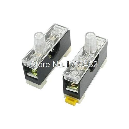 2 Pcs FS-10 DIN Rail Mount Single Pole 6x30mm Fuse Holder AC 250V 10A