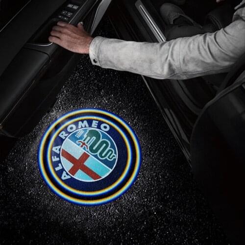 2Pcs Car Decoration Led Door Welcome Light Wireless Laser Ghost Shadow Lamp For Alfa Romeo 159 156 Mito Giulietta Giulia Stelvio