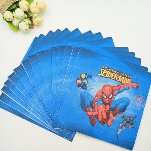 20pc Cute Cartoon Spiderman Party Supplies Paper Napkin Birthday Party Decoration And Festival Event Superhero