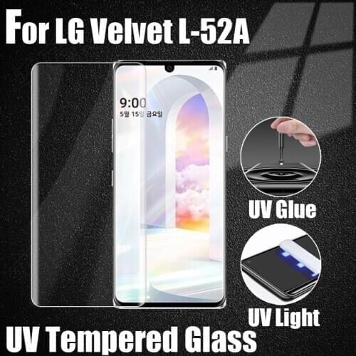 3D Curved Ultra Clear UV Tempered Glass Film Screen Protectors Coverage for LG Velvet L-5A UV Liquid Full Glue Protective Film
