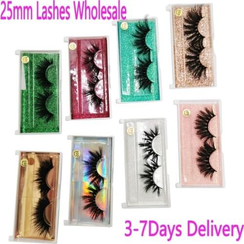 3D Mink Eyelash Bulk 25mm Eyelash Vendor Dramatic Long Lashes Eyelash Packaging Box Soft Curly Wholease 5D Mink Eyelashes