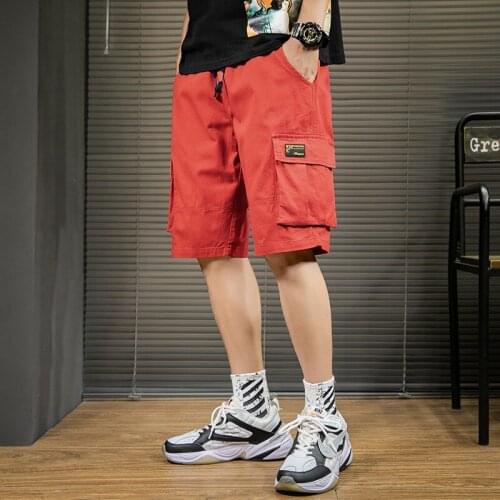 4XL Plus size men casual shorts tooling shorts fashion drawstring straight men board shorts cotton knee length pants men shorts