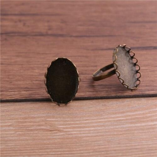 6pcs Fit 18x25/13*18mm Glass Antique Bronze Plated 2 Style Brass Oval Adjustable Ring Settings Blank/Base P6488