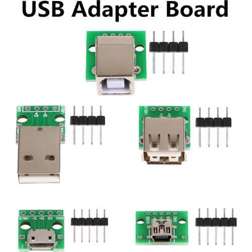 Micro USB To DIP Adapter 5pin Female Connector B Type PCB Converter Breadboard USB-01 Switch Board SMT Mother Seat