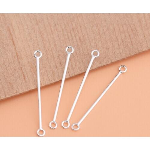 10PCS s925 sterling silver DIY earring accessories round bar double ring pendant pendant jewelry material earring accessories