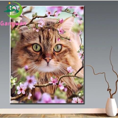 5d diamond embroidery cute flower cat diamond painting cross stitch rhinestone DIY diamond mosaic kitten pet home decoration art