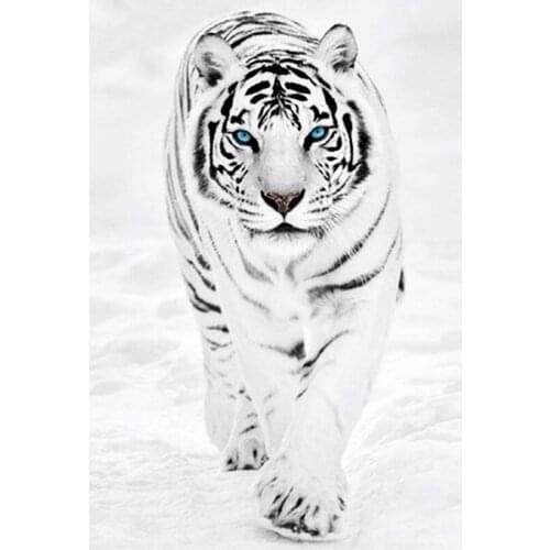 5D Diamond Embroidery Needlework Kit "White Tiger Animal" Diy Diamond Painting Cross Stitch Home Decoration Gift