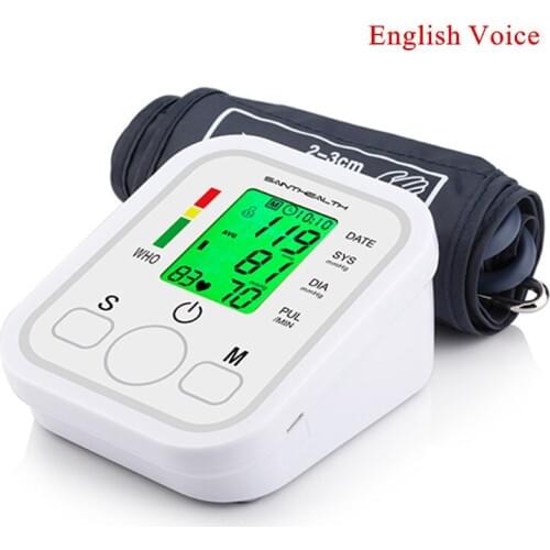 Automatic Digital Blood Pressure Monitor Upper Arm LCD Blood Pressure Monitors with English voice Home BP Heart Rate Pulse Meter