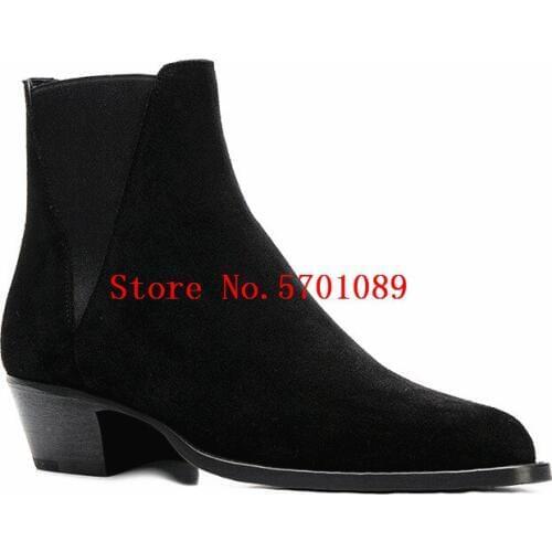 Chelsea Boots Man London Fashion Genuine Leather Suede Ankle Boots Slip On Kanye West Boots New Shoes 37-46