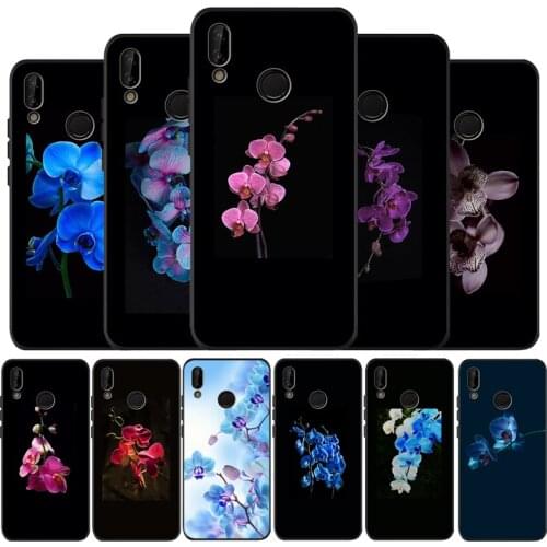 Orchid black Phone Case for huawei P40 P30 P20 P10 Pro P9 Lite nova 4E 6SE Psmart 2 2019 Y6 9 Prime cover