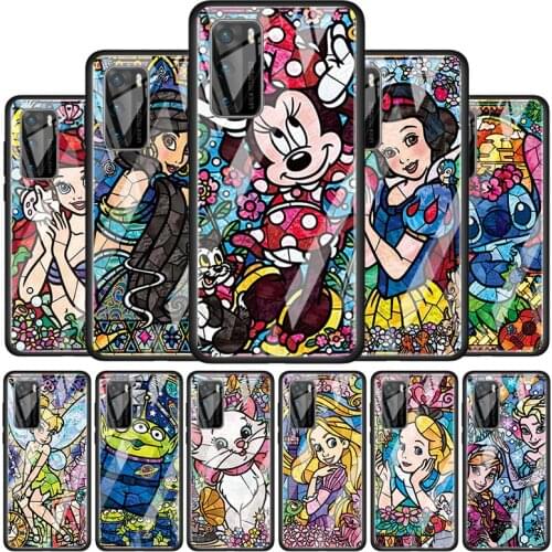 Disney Mosaic Stitch Princess Tempered Glass Cover For P40 P30 P20 P10 P Smart Z Pro Plus Lite 2019 2020 2021 Phone Case Coque