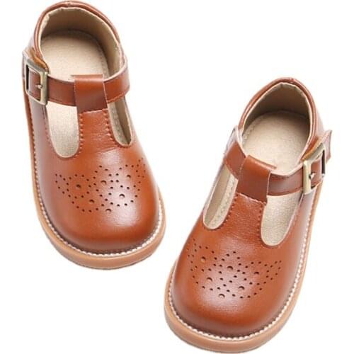 England Children Quality Leather Shoes Soft Bottom Spanish Joker Girl Non-slip Shoes Toddler Mary Janes Toddler Shoes Girl