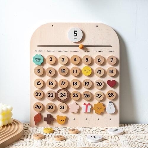 Kids Montessori Learning Calendar Cognition Time Week Month Ornaments Nordic Wood Toys Preschool Educational Toys for Children
