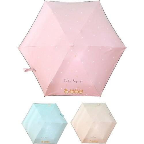 Travel Umbrella Portable Lightweight Compact Pocket Umbrella with Dog Pattern Compact Parasol