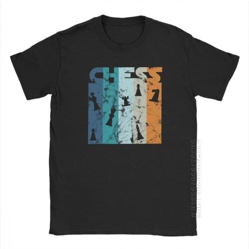 Mens T Shirts Chess T-Shirts Retro 100% Cotton Tees Short Sleeve King Queen Horse Fan Player Dad 60s Board Game Tops Gift