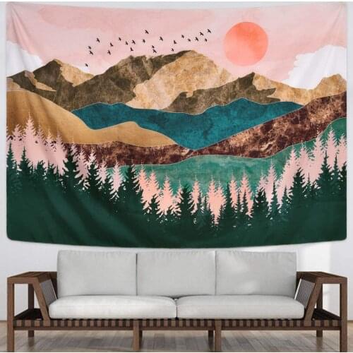 Bedroom tapestry colorful tapestry wall hanging wall psychedelic tapestry sun and mountain tapestry decorationLG814-1