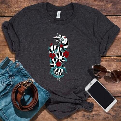 Beetlejuice Graphic T Shirts 2021 Halloween Horror Movie Woman Tshirts Witch Goth Clothes Halloween Gifts Mama Black Top Plus