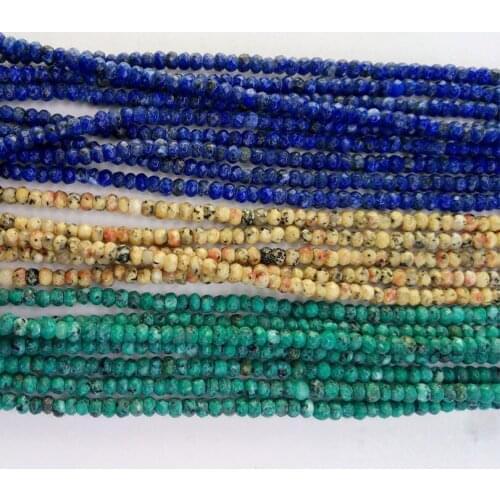 3*4mm Faceted Lapis Yellow Green Turquoise Small Natural Stone Rondelle Seed Spacer Little Beads for Jewelry Bracelet Diy