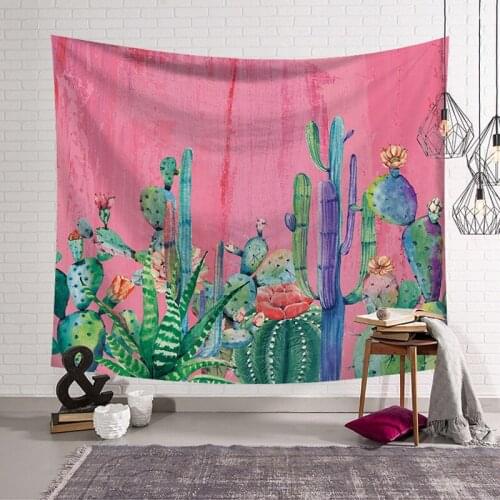 Illustration Tapestry Wall Hanging Polyester Thin Bohemia Cactus Tropical Plant Print Tapestry Cushion Wall Tapestries