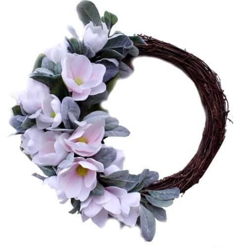 Artificial Magnolia Flowers Peony Wreath For Front Door Farmhouse Wreath For All Seasons Christmas Wedding Half Coverage