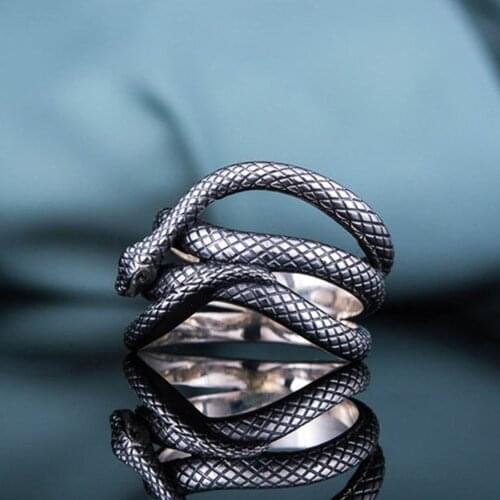 JK Vintage Punk Snake-shaped Rings for Women Gothic Cool Girl Gift Party Accessories Jewelry Large Retro Creative Snake Ring