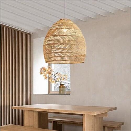 Chinese Handmade Rattan Led Lamp Home Retro Pendant Light Living Room Dining Room Loft Decoration Cafe Restaurant Pendant Lights