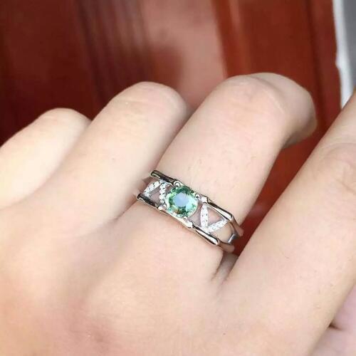 Natural blue sapphire gem Ring Natural gemstone Ring 925 sterling silver trendy Elegant Hollow Bamboo women party Jewelry