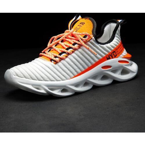 Big Size Lightweight Knit White Sneakers for Sports Man Shoes Running Man Sport Shoes Summer Mens Shoes Fitness Orange B-416