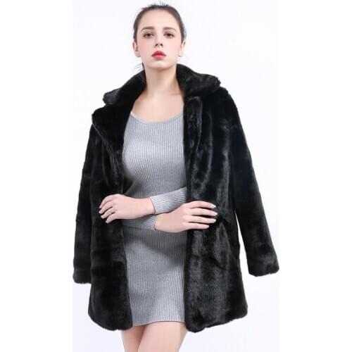 Autumn faux fur leather jacket womens Long sleeve warm fur leather coat women jackets winter thicken black B528