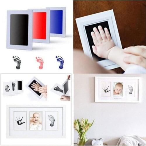 Baby Footprints Handprint No Touch Skin Inkless Ink Pads Kits for 0-6 Months Newborn Paw Prints Souvenir Safe Non-toxic