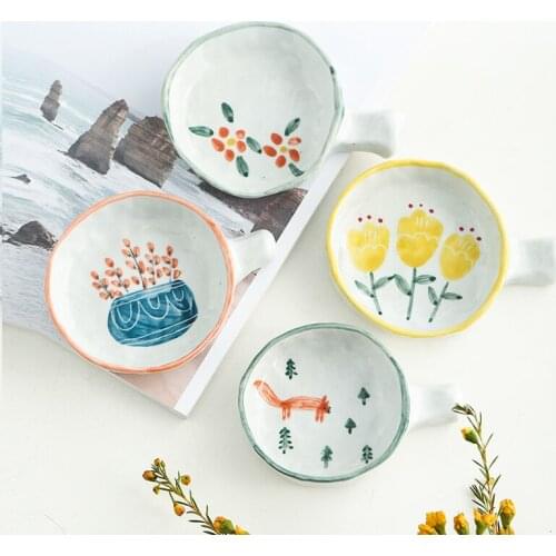 Cute Japanese Style Sauce Dish Soy Sauce and Vinegar Sauce Dish Dish Creative Ceramic Tableware Saucer Chopsticks