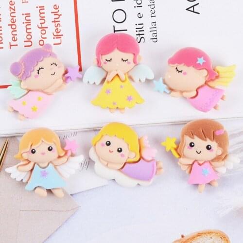 Mini Order 20pcs Cute Baby Angel Girl Shape Resin Cabochons Ornament Accessories Kawaii Cameo Patch Sticker Beads Charms DIY