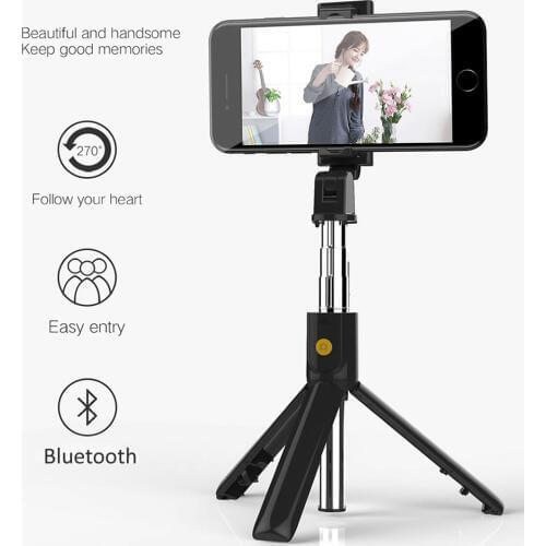 3 In 1 Wireless Bluetooth Selfie Stick for Iphone/Android/Huawei Foldable Handheld Monopod Shutter Remote Extendable Mini Tripod