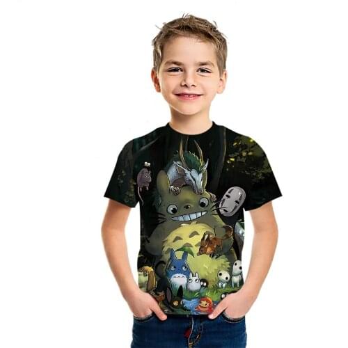 MY NEIGHBOUR TOTORO T-Shirt Summer Anime 3d Printed Cotton Loose Casual Short Sleeve Boys' And Girls' College Style Top