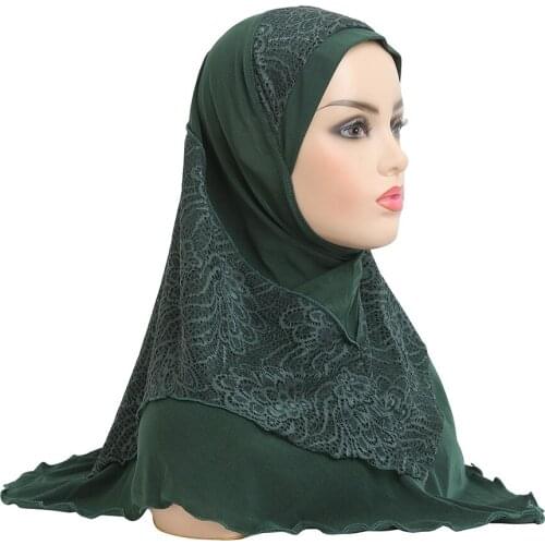 Muslim Instand Hijab Malaysia Lace Head Wraps Female Headscarf Ready to Wear Turban Caps Beading Scarf Hijabs Foulard Femme