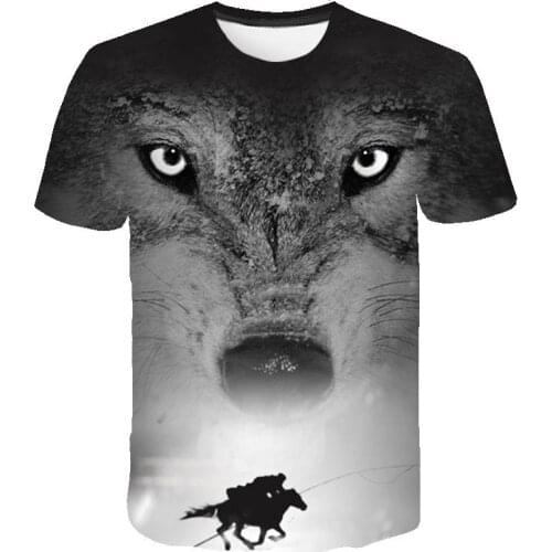 Mens Casual 3D Printed T-Shirt Cool Wolf Shirt Best Harajuku Punk Shirt Mens Short Sleeve Hip Hop Streetwear Summer 2021
