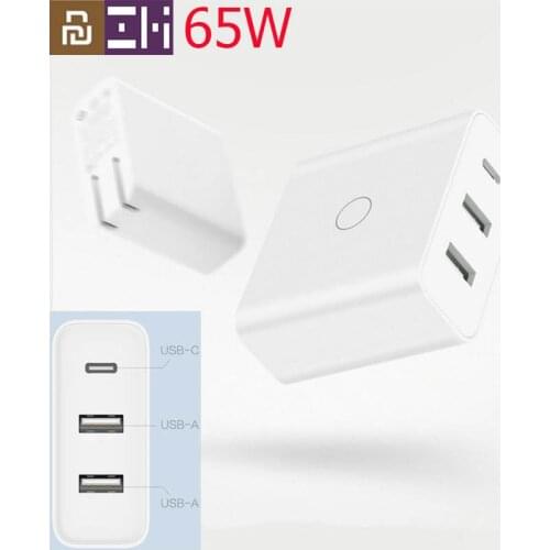 Original Youpin ZMI USB Charger 65W 3 Port For Android iOS Switch Smart Output Type-C 45W USB-A 20W Indicator Light Gift Cable