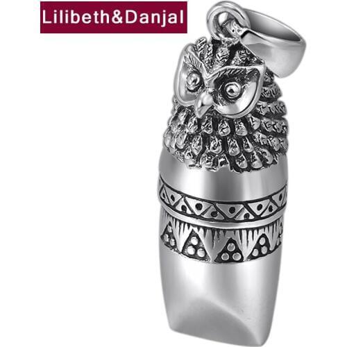 Vintage Creative Animal Owl Whistle Couple Pendant 100% Real Pure S990 Sterling silver Men Women Necklace Pendant Jewelry P02