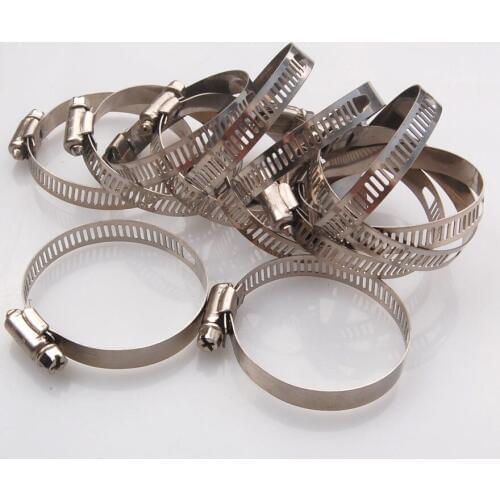 50pcs Adjustable 1.49"-2.24" Stainless Steel Drive Hose Clamps Fuel Line Worm Clip Car Clips Car Styling