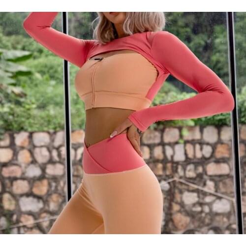 Sexy Long Sleeves Sports Top Women Zip Fitness Yoga Shirt Gym Top Activewear Running Workout Coats Femme Workout Clothes Woman