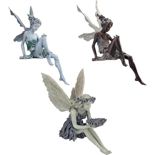 Tudor And Turek Sitting Fairy Statue Garden Ornament Resin Craft Landscaping Yard Decoration