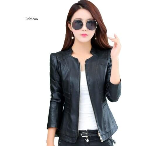 Women Leather Jackets Short Leather Coats New Autumn Slim Design Jackets Coats for Women Black Leather Coat