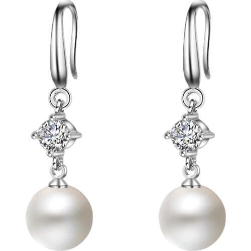 New arrival 925 sterling silver fashion pearl crystal female drop earrings jewelry wholesale women gift drop shipping