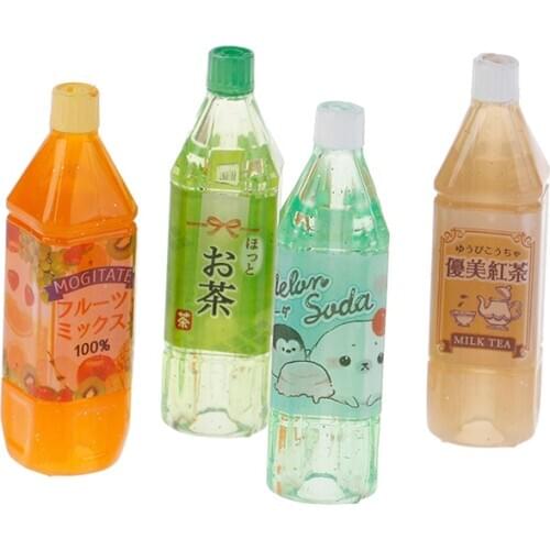 1/4pcs 1:12 Dollhouse Mini Water Bottles Black Tea Green Tea Juice Doll Drinks Toy